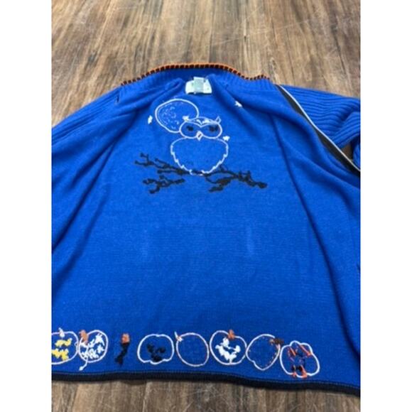 "STUNNING HALLOWEEN" Zip Up Sweater,Lots of Embellishments,Giant Owl On Back - Picture 12 of 12